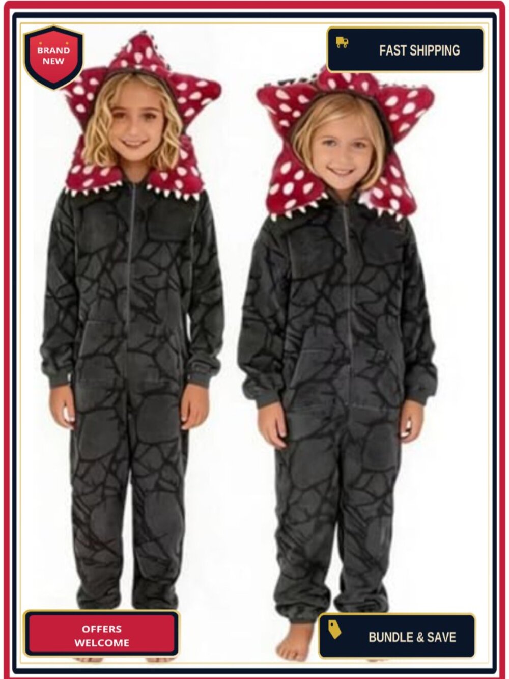 Unisex Adult Hooded One-Piece Pajama Jumpsuit Fleece Loungewear - Picture 3 of 6
